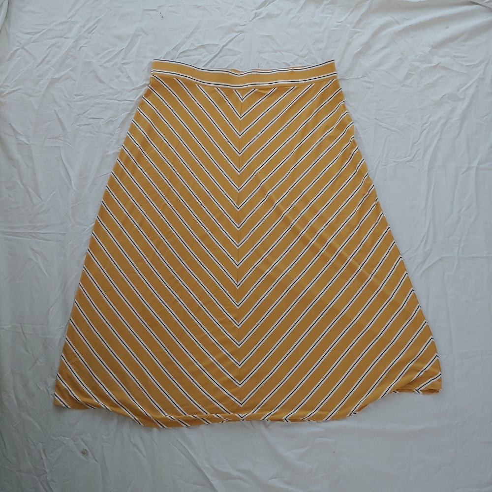Long Yellow and White Stipped Skirt ☀ size 3x